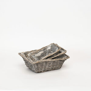 Serie da 3 cesti svasati in vimini