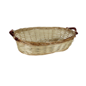 Cesto ovale in vimini con manici marroni