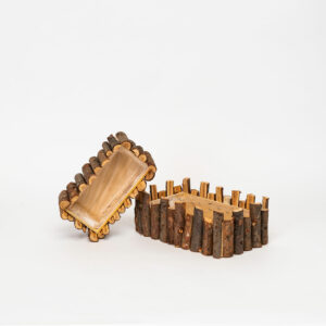 Serie 2 cesti rettangolari corteccia