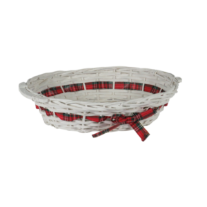 Cesto in vimini e nastro scozzese