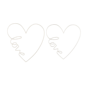 Set due cuori metallo con scritta love