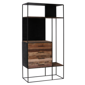 Libreria in legno con cassetti