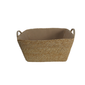 Cesto in paglia foderato con manici