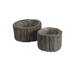 Vaso coprivaso in corteccia e legno