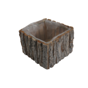 Vaso coprivaso in corteccia e legno