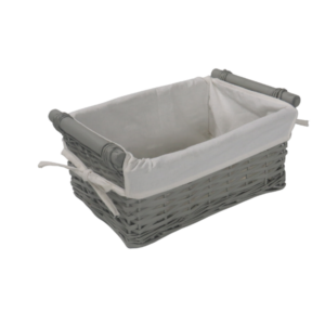 Cesto in vimini con fodera shabby chic