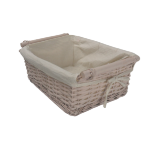 Cesto in vimini con fodera shabby chic