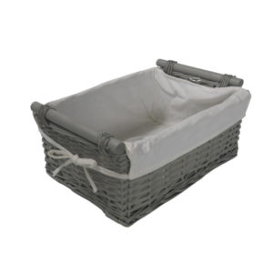 Cesto in vimini con fodera shabby chic