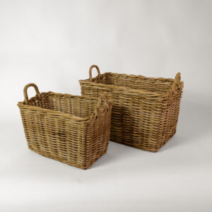 Coppia Cesti Rettangolari in Rattan