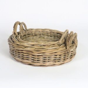 Set vassoi tondi in rattan grigio