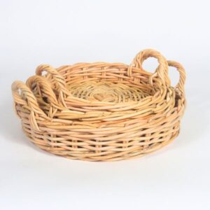 Set vassoi tondi in rattan naturale