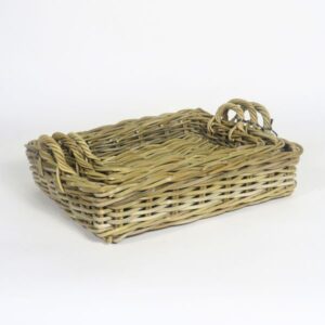Set Vassoi Rettangolari in Rattan Grigio