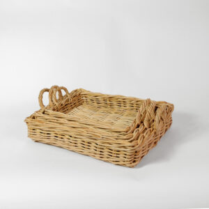 Set vassoi rettangolari in rattan miele
