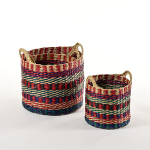 Set 3 cesti tondi multicolor in cordino