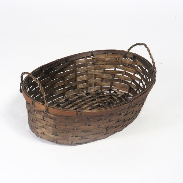 Cesto ovale in bambù marrone 24x17 cm