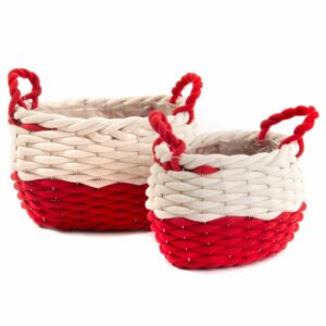 Alternative view of Serie 2 cesti in tessuto rosso/bianco