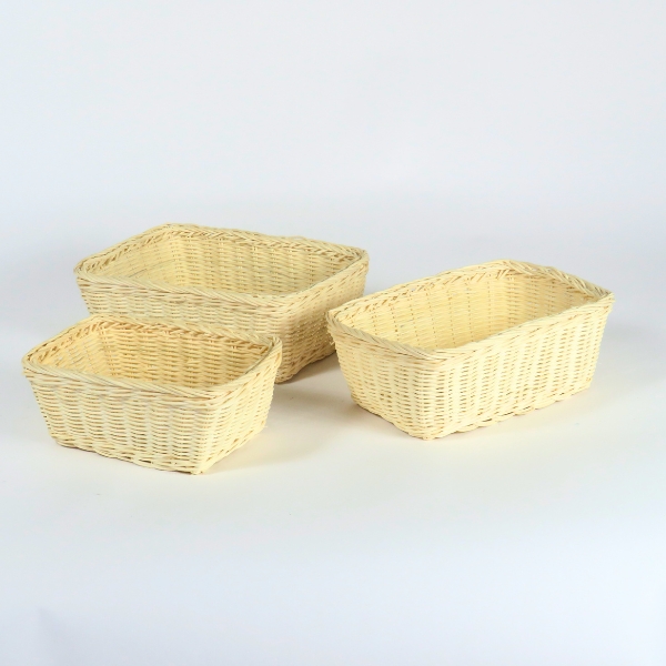 Cesti rettangolari bassi in midollino
