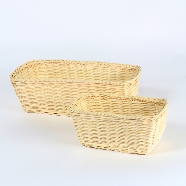 Serie 2 cesti rettangolari in rattan