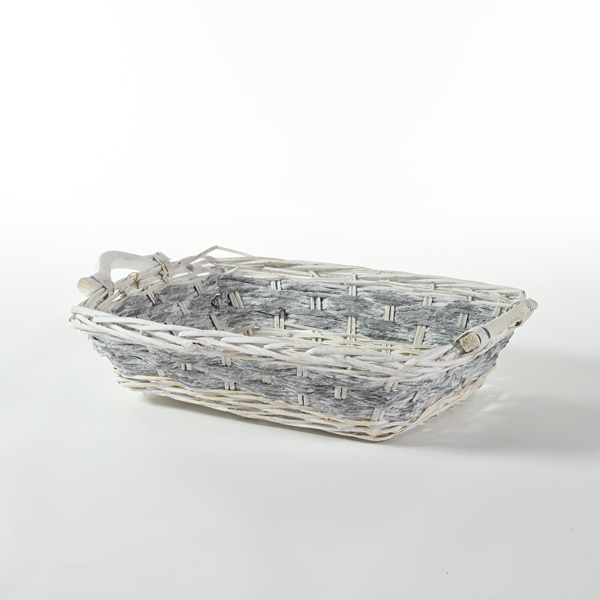 Cesto in vimini bianco e azzurro 46x36cm