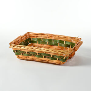 Cesto in vimini miele e verde 46x36 cm