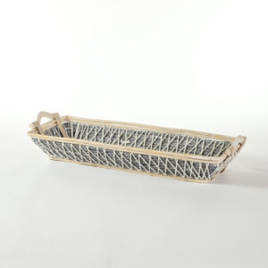 Cesto in vimini naturale e blu 71x28 cm