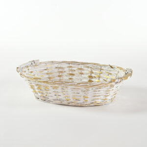 Cesto ovale in vimini bianco e oro 42cm