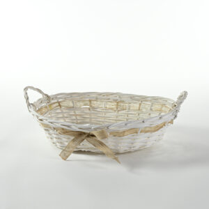 Cesto ovale in vimini con fiocco 43x35cm