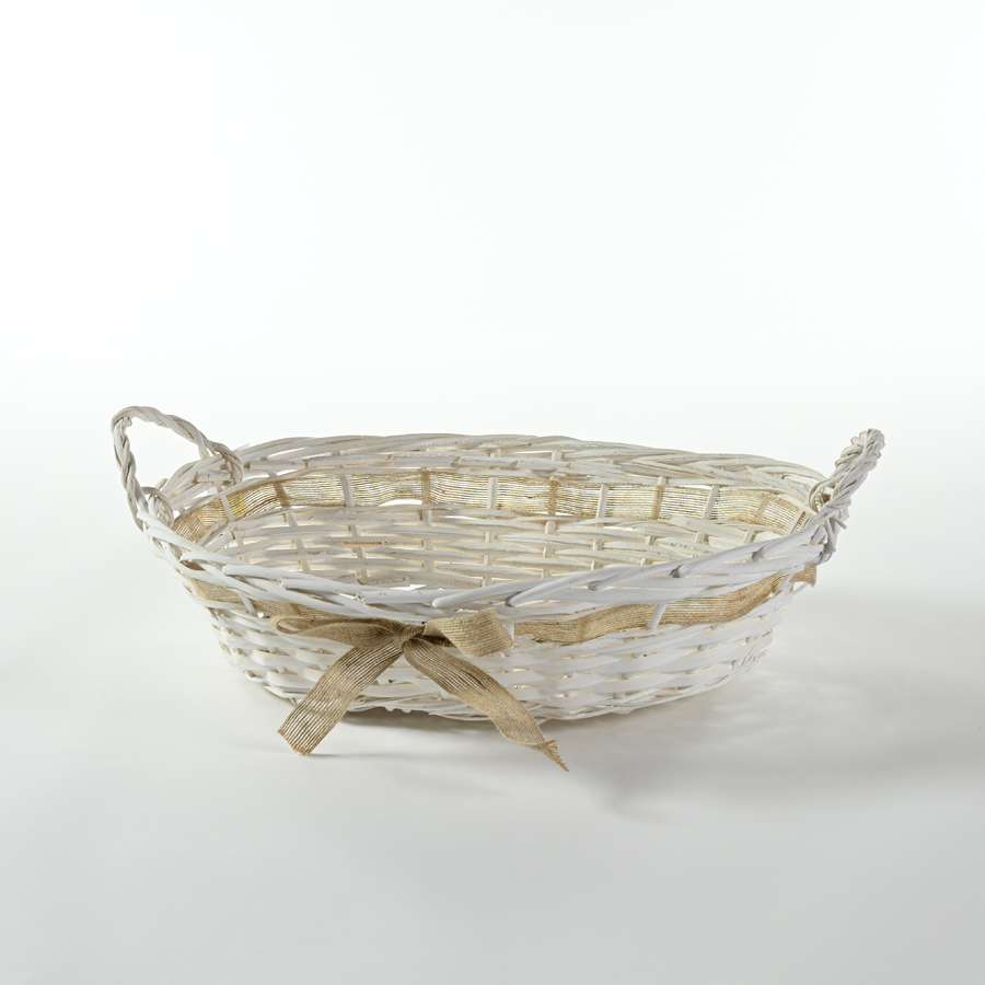 Cesto ovale in vimini con fiocco 43x35cm