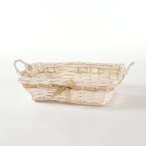 Cesto rettangolare in vimini bianco 40cm