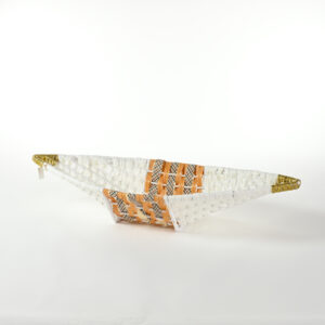 Cesto a due punte in vimini bicolore