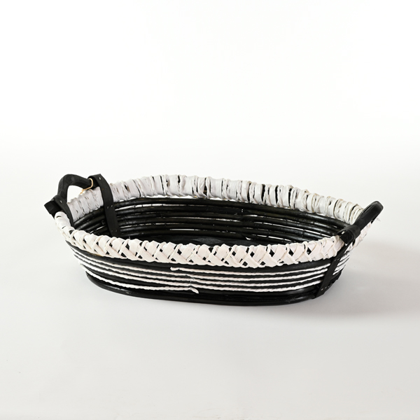 Cesto ovale nero e bianco 48x38 cm