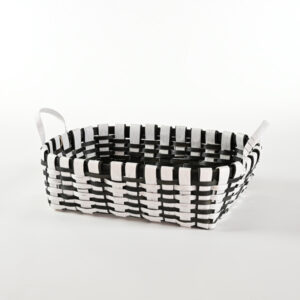 Cesto ovale bianco e nero 46x36 cm