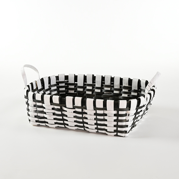 Cesto ovale bianco e nero 46x36 cm