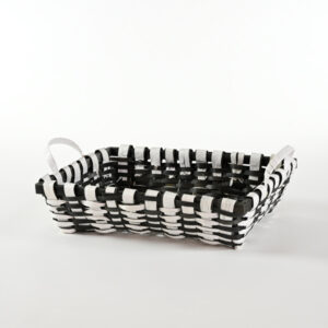 Cesto rettangolare bianco e nero 44x34cm