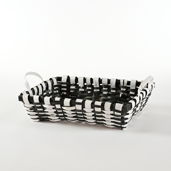 Cesto rettangolare bianco e nero 44x34cm