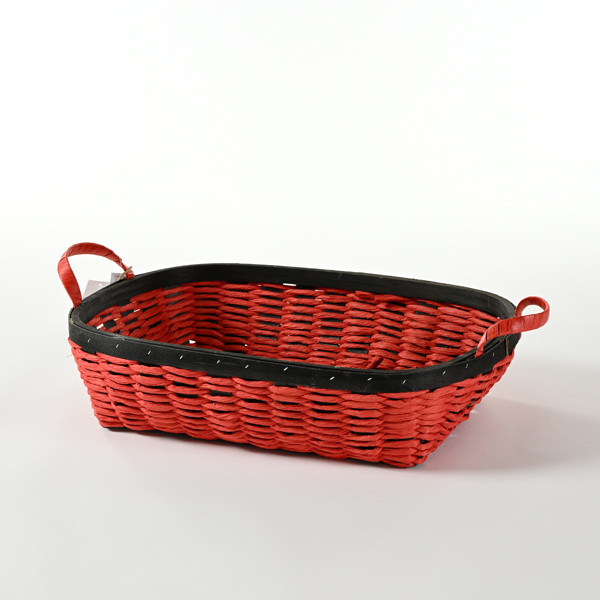 Cesto ovale rosso e nero 46x36cm