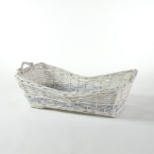 Cesto rettangolare in vimini bianco 64cm