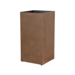 Fioriera quadra ruggine con ruote