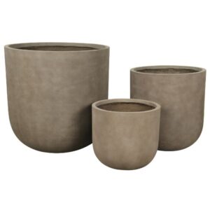 Vasi tondi in pietra lavica tortora