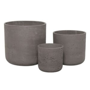 Set di 3 vasi tondi color terra